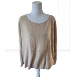 Knyt & Lynk 100% Cashmere Sweater Size XL Cream Tan Side Zip Pullover Top